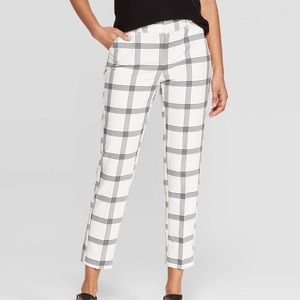 White and Black Plaid Pants